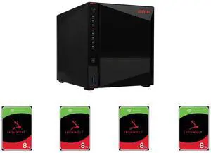 Asustor Nimbustor 4 Gen2 AS5404T 4 Bay NAS, Quad-Core 2.0GHz, Dual 2.5GbE, 4GB DDR4, 4 M.2 SSD Slots (Diskless) + 4 x Seagate IronWolf 8TB NAS HDD 7200 RPM 256MB Cache SATA 6.0Gb/s CMR 3.5" RAID - ST8000VN004 Asustor Nimbustor 4 Gen2 AS5404T 4 Bay NAS, Quad-Core 2.0GHz, Dual 2.5GbE, 4GB DDR4, 4 M.2 SSD Slots (Diskless) + 4 x Seagate IronWolf 8TB NAS HDD 7200 RPM 256MB Cache SATA 6.0Gb/s CMR 3.5" RAID - ST8000VN004