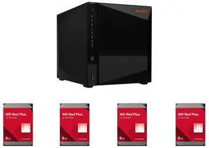 Asustor Nimbustor 4 Gen2 AS5404T 4 Bay NAS, Quad-Core 2.0GHz CPU, Dual 2.5GbE Ports, 4GB DDR4, Four M.2 SSD Slots (Diskless) 4 x WD Red Plus 8TB 5640 RPM 256MB Cache SATA 6.0Gb/s 3.5" Hard Drives -WD80EFPX Asustor Nimbustor 4 Gen2 AS5404T 4 Bay NAS, Quad-Core 2.0GHz CPU, Dual 2.5GbE Ports, 4GB DDR4, Four M.2 SSD Slots (Diskless) 4 x WD Red Plus 8TB 5640 RPM 256MB Cache SATA 6.0Gb/s 3.5" Hard Drives -WD80EFPX