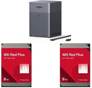 UGREEN NASync DH4300 Plus Storage Hub with HDMI Cable 2 x WD Red Plus 8TB 5640 RPM 256MB Cache SATA 6.0Gb/s 3.5" Hard Drives -WD80EFPX UGREEN NASync DH4300 Plus Storage Hub with HDMI Cable 2 x WD Red Plus 8TB 5640 RPM 256MB Cache SATA 6.0Gb/s 3.5" Hard Drives -WD80EFPX