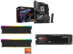 GIGABYTE X870 AORUS ELITE WIFI7 AM5, ATX, DDR5, 4x M.2, PCIe 5.0, USB4, Wi-Fi 7, 2.5GbE LAN, EZ-Latch, 5-Year Warranty V-COLOR Manta XSky DDR5 32GB (2x16GB) 6000MHz CL30 RGB SAMSUNG 990 PRO 2TB SSD, PCIe Gen4 M.2 2280, 7,450MB/s GIGABYTE X870 AORUS ELITE WIFI7 AM5, ATX, DDR5, 4x M.2, PCIe 5.0, USB4, Wi-Fi 7, 2.5GbE LAN, EZ-Latch, 5-Year Warranty V-COLOR Manta XSky DDR5 32GB (2x16GB) 6000MHz CL30 RGB SAMSUNG 990 PRO 2TB SSD, PCIe Gen4 M.2 2280, 7,450MB/s