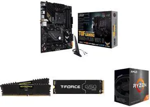 ASUS TUF GAMING B550-PLUS WIFI II AM4 ATX Motherboard, CORSAIR Vengeance LPX 32GB (2x16GB) DDR4 3200 RAM, Team Group T-FORCE G50 512GB PCIe 4.0 NVMe SSD, AMD Ryzen 5 5500 6-Core 3.6GHz AM4 CPU ASUS TUF GAMING B550-PLUS WIFI II AM4 ATX Motherboard, CORSAIR Vengeance LPX 32GB (2x16GB) DDR4 3200 RAM, Team Group T-FORCE G50 512GB PCIe 4.0 NVMe SSD, AMD Ryzen 5 5500 6-Core 3.6GHz AM4 CPU