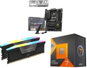 MSI MAG X870 TOMAHAWK WIFI Motherboard, ATX, AMD Ryzen 9000/8000/7000, AM5, 80A SPS VRM, DDR5 8400+MT/s, PCIe 5.0/4.0, M.2 Gen5, Wi-Fi 7, 5G LAN; CORSAIR Vengeance RGB 32GB DDR5 6000; AMD Ryzen 7 7800X3D, 8-Core, 4.2 GHz, AM5, 120W MSI MAG X870 TOMAHAWK WIFI Motherboard, ATX, AMD Ryzen 9000/8000/7000, AM5, 80A SPS VRM, DDR5 8400+MT/s, PCIe 5.0/4.0, M.2 Gen5, Wi-Fi 7, 5G LAN; CORSAIR Vengeance RGB 32GB DDR5 6000; AMD Ryzen 7 7800X3D, 8-Core, 4.2 GHz, AM5, 120W