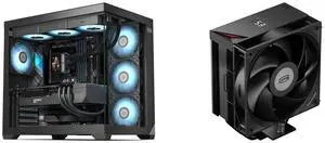 PCCOOLER CPS C3 T700 PC Case, Dual-Chamber Mid-Tower ATX Case, High-Airflow Computer Case, BTF Motherboard Supports, Sturdy Tempered Glass Front & Side Panels, Black (Fans Not Included) and PCCOOLER CPS RT500 Digital CPU Air Cooler, 5 Direct Contact Heat Pipes, 245W TDP, Digital Display Top Cover, 152mm Tall, 120mm PWM Slient Fan, for Intel LGA1851/1700/1200/115X & AMD AM5/AM4, Black PCCOOLER CPS C3 T700 PC Case, Dual-Chamber Mid-Tower ATX Case, High-Airflow Computer Case, BTF Motherboard Supports, Sturdy Tempered Glass Front & Side Panels, Black (Fans Not Included) and PCCOOLER CPS RT500 Digital CPU Air Cooler, 5 Direct Contact Heat Pipes, 245W TDP, Digital Display Top Cover, 152mm Tall, 120mm PWM Slient Fan, for Intel LGA1851/1700/1200/115X & AMD AM5/AM4, Black