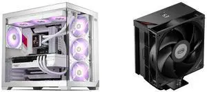 PCCOOLER CPS C3 T700 PC Case, Dual-Chamber Mid-Tower ATX Case, High-Airflow Computer Case, BTF Motherboard Supports, Sturdy Tempered Glass Front & Side Panels, White (Fans Not Included) and PCCOOLER CPS RT500 Digital CPU Air Cooler, 5 Direct Contact Heat Pipes, 245W TDP, Digital Display Top Cover, 152mm Tall, 120mm PWM Slient Fan, for Intel LGA1851/1700/1200/115X & AMD AM5/AM4, Black PCCOOLER CPS C3 T700 PC Case, Dual-Chamber Mid-Tower ATX Case, High-Airflow Computer Case, BTF Motherboard Supports, Sturdy Tempered Glass Front & Side Panels, White (Fans Not Included) and PCCOOLER CPS RT500 Digital CPU Air Cooler, 5 Direct Contact Heat Pipes, 245W TDP, Digital Display Top Cover, 152mm Tall, 120mm PWM Slient Fan, for Intel LGA1851/1700/1200/115X & AMD AM5/AM4, Black