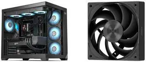 PCCOOLER CPS C3 T700 PC Case, Dual-Chamber Mid-Tower ATX Case, High-Airflow Computer Case, BTF Motherboard Supports, Sturdy Tempered Glass Front & Side Panels, Black (Fans Not Included) and PCCOOLER CPS F5 R120 High-Performance 120mm Case Fan, 4-Pin PWM Silent PC Fan with 3 Modes up to 2200RPM, Daisy Chain Computer Fan with FDB, Vibration-Damping Mounting Pads, Black - Single Pack PCCOOLER CPS C3 T700 PC Case, Dual-Chamber Mid-Tower ATX Case, High-Airflow Computer Case, BTF Motherboard Supports, Sturdy Tempered Glass Front & Side Panels, Black (Fans Not Included) and PCCOOLER CPS F5 R120 High-Performance 120mm Case Fan, 4-Pin PWM Silent PC Fan with 3 Modes up to 2200RPM, Daisy Chain Computer Fan with FDB, Vibration-Damping Mounting Pads, Black - Single Pack