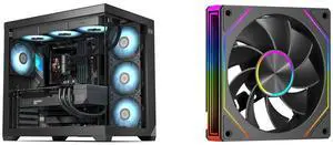 PCCOOLER CPS C3 T700 PC Case, Dual-Chamber Mid-Tower ATX Case, High-Airflow Computer Case, BTF Motherboard Supports, Sturdy Tempered Glass Front & Side Panels, Black (Fans Not Included) and PCCOOLER CPS FG120R ARGB 120mm Reversed Case Fan, 4-Pin PWM Low-Noise PC Fan, Infinity Mirror Frame, Dual-Sided Silicone Anti-Vibration Pads, Supports PWM Daisy-Chaining Control, Black - Single Pack PCCOOLER CPS C3 T700 PC Case, Dual-Chamber Mid-Tower ATX Case, High-Airflow Computer Case, BTF Motherboard Supports, Sturdy Tempered Glass Front & Side Panels, Black (Fans Not Included) and PCCOOLER CPS FG120R ARGB 120mm Reversed Case Fan, 4-Pin PWM Low-Noise PC Fan, Infinity Mirror Frame, Dual-Sided Silicone Anti-Vibration Pads, Supports PWM Daisy-Chaining Control, Black - Single Pack