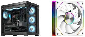 PCCOOLER CPS C3 T700 PC Case, Dual-Chamber Mid-Tower ATX Case, High-Airflow Computer Case, BTF Motherboard Supports, Sturdy Tempered Glass Front & Side Panels, Black (Fans Not Included) and PCCOOLER CPS FG120 ARGB 120mm Normal Case Fan, 4-Pin PWM Low-Noise PC Fan, Infinity Mirror Frame, Dual-Sided Silicone Anti-Vibration Pads, Supports PWM Daisy-Chaining Control, White - Single Pack PCCOOLER CPS C3 T700 PC Case, Dual-Chamber Mid-Tower ATX Case, High-Airflow Computer Case, BTF Motherboard Supports, Sturdy Tempered Glass Front & Side Panels, Black (Fans Not Included) and PCCOOLER CPS FG120 ARGB 120mm Normal Case Fan, 4-Pin PWM Low-Noise PC Fan, Infinity Mirror Frame, Dual-Sided Silicone Anti-Vibration Pads, Supports PWM Daisy-Chaining Control, White - Single Pack