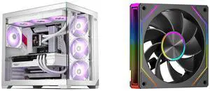 PCCOOLER CPS C3 T700 PC Case, Dual-Chamber Mid-Tower ATX Case, High-Airflow Computer Case, BTF Motherboard Supports, Sturdy Tempered Glass Front & Side Panels, White (Fans Not Included) and PCCOOLER CPS FG120R ARGB 120mm Reversed Case Fan, 4-Pin PWM Low-Noise PC Fan, Infinity Mirror Frame, Dual-Sided Silicone Anti-Vibration Pads, Supports PWM Daisy-Chaining Control, Black - Single Pack PCCOOLER CPS C3 T700 PC Case, Dual-Chamber Mid-Tower ATX Case, High-Airflow Computer Case, BTF Motherboard Supports, Sturdy Tempered Glass Front & Side Panels, White (Fans Not Included) and PCCOOLER CPS FG120R ARGB 120mm Reversed Case Fan, 4-Pin PWM Low-Noise PC Fan, Infinity Mirror Frame, Dual-Sided Silicone Anti-Vibration Pads, Supports PWM Daisy-Chaining Control, Black - Single Pack