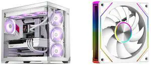 PCCOOLER CPS C3 T700 PC Case, Dual-Chamber Mid-Tower ATX Case, High-Airflow Computer Case, BTF Motherboard Supports, Sturdy Tempered Glass Front & Side Panels, White (Fans Not Included) and PCCOOLER CPS FG120 ARGB 120mm Normal Case Fan, 4-Pin PWM Low-Noise PC Fan, Infinity Mirror Frame, Dual-Sided Silicone Anti-Vibration Pads, Supports PWM Daisy-Chaining Control, White - Single Pack PCCOOLER CPS C3 T700 PC Case, Dual-Chamber Mid-Tower ATX Case, High-Airflow Computer Case, BTF Motherboard Supports, Sturdy Tempered Glass Front & Side Panels, White (Fans Not Included) and PCCOOLER CPS FG120 ARGB 120mm Normal Case Fan, 4-Pin PWM Low-Noise PC Fan, Infinity Mirror Frame, Dual-Sided Silicone Anti-Vibration Pads, Supports PWM Daisy-Chaining Control, White - Single Pack