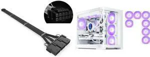SAMA GPU Power Sleeved Cable Extension, 16pin(12+4) 12VHPWR PCIe 5.0 Connector Male to 3X PCIE 8 PIN for RTX 4070Ti/4080/3090Ti, with Pre-Installed Cable Combs-16AWG, Black and SAMA V60 PC Case, Mid-Tower Computer Case, A Curved Tempered Glass, 7 Pre-Installed ARGB PWM Fans and Fan Hub, USB Type-C, ATX/MATX/ITX Back-Connect Support, 360mm Liquid Cooler Compatible, White SAMA GPU Power Sleeved Cable Extension, 16pin(12+4) 12VHPWR PCIe 5.0 Connector Male to 3X PCIE 8 PIN for RTX 4070Ti/4080/3090Ti, with Pre-Installed Cable Combs-16AWG, Black and SAMA V60 PC Case, Mid-Tower Computer Case, A Curved Tempered Glass, 7 Pre-Installed ARGB PWM Fans and Fan Hub, USB Type-C, ATX/MATX/ITX Back-Connect Support, 360mm Liquid Cooler Compatible, White