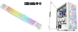SAMA 2*8PIN Addressable RGB Power Extension Cable Double Side Lighting Mode for CPU PCIE ATX/Matx Case PC Computer White and SAMA 3509 White Mid Tower Gaming PC Case with Door Open Tempered Glass, 4 Pre-installed RGB Airflow Cooling Fans SAMA 2*8PIN Addressable RGB Power Extension Cable Double Side Lighting Mode for CPU PCIE ATX/Matx Case PC Computer White and SAMA 3509 White Mid Tower Gaming PC Case with Door Open Tempered Glass, 4 Pre-installed RGB Airflow Cooling Fans