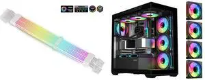 SAMA 2*8PIN Addressable RGB Power Extension Cable Double Side Lighting Mode for CPU PCIE ATX/Matx Case PC Computer White and SAMA SV01 Mid Tower ATX Gaming PC Computer Case Black, 4 Addressable RGB Fans Pre-Installed, Tempered Glass Side Panel, Back Plug Motherboard Design SAMA 2*8PIN Addressable RGB Power Extension Cable Double Side Lighting Mode for CPU PCIE ATX/Matx Case PC Computer White and SAMA SV01 Mid Tower ATX Gaming PC Computer Case Black, 4 Addressable RGB Fans Pre-Installed, Tempered Glass Side Panel, Back Plug Motherboard Design