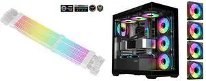 SAMA 3*8PIN Addressable RGB Power Extension Cable Double Side Lighting Mode for PCIE GPU ATX/Matx Case PC Computer White and SAMA SV01 Mid Tower ATX Gaming PC Computer Case Black, 4 Addressable RGB Fans Pre-Installed, Tempered Glass Side Panel, Back Plug Motherboard Design SAMA 3*8PIN Addressable RGB Power Extension Cable Double Side Lighting Mode for PCIE GPU ATX/Matx Case PC Computer White and SAMA SV01 Mid Tower ATX Gaming PC Computer Case Black, 4 Addressable RGB Fans Pre-Installed, Tempered Glass Side Panel, Back Plug Motherboard Design