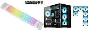 SAMA 3*8PIN Addressable RGB Power Extension Cable Double Side Lighting Mode for PCIE GPU ATX/Matx Case PC Computer White and SAMA V60 PC Case, Mid-Tower Computer Case, A Curved Tempered Glass, 7 Pre-Installed ARGB PWM Fans and Fan Hub, USB Type-C, ATX/MATX/ITX Back-Connect Support, 360mm Liquid Cooler Compatible, Black SAMA 3*8PIN Addressable RGB Power Extension Cable Double Side Lighting Mode for PCIE GPU ATX/Matx Case PC Computer White and SAMA V60 PC Case, Mid-Tower Computer Case, A Curved Tempered Glass, 7 Pre-Installed ARGB PWM Fans and Fan Hub, USB Type-C, ATX/MATX/ITX Back-Connect Support, 360mm Liquid Cooler Compatible, Black