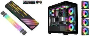 SAMA 2*8PIN Addressable RGB Power Extension Cable Double Side Lighting Mode for CPU PCIE ATX/Matx Case PC Computer Black and SAMA SV01 Mid Tower ATX Gaming PC Computer Case Black, 4 Addressable RGB Fans Pre-Installed, Tempered Glass Side Panel, Back Plug Motherboard Design SAMA 2*8PIN Addressable RGB Power Extension Cable Double Side Lighting Mode for CPU PCIE ATX/Matx Case PC Computer Black and SAMA SV01 Mid Tower ATX Gaming PC Computer Case Black, 4 Addressable RGB Fans Pre-Installed, Tempered Glass Side Panel, Back Plug Motherboard Design