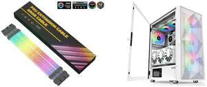 SAMA 3*8PIN Addressable RGB Power Extension Cable Double Side Lighting Mode for PCIE GPU ATX/Matx Case PC Computer Black and SAMA 3509 White Mid Tower Gaming PC Case with Door Open Tempered Glass, 4 Pre-installed RGB Airflow Cooling Fans SAMA 3*8PIN Addressable RGB Power Extension Cable Double Side Lighting Mode for PCIE GPU ATX/Matx Case PC Computer Black and SAMA 3509 White Mid Tower Gaming PC Case with Door Open Tempered Glass, 4 Pre-installed RGB Airflow Cooling Fans