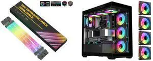 SAMA 3*8PIN Addressable RGB Power Extension Cable Double Side Lighting Mode for PCIE GPU ATX/Matx Case PC Computer Black and SAMA SV01 Mid Tower ATX Gaming PC Computer Case Black, 4 Addressable RGB Fans Pre-Installed, Tempered Glass Side Panel, Back Plug Motherboard Design SAMA 3*8PIN Addressable RGB Power Extension Cable Double Side Lighting Mode for PCIE GPU ATX/Matx Case PC Computer Black and SAMA SV01 Mid Tower ATX Gaming PC Computer Case Black, 4 Addressable RGB Fans Pre-Installed, Tempered Glass Side Panel, Back Plug Motherboard Design