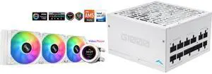 SAMA SM360 Gaming Water Liquid Cooler White 360mm AIO PC CPU Cooler with LCD Display Moitor Screen, 3 ARGB PWM Silent Fans and SAMA G1000W ATX 3.1 Power Supply, 1000W, Cybenetics Gold Standards, PCIe 5.1 Ready, Full Modular, Japanese Capacitors, FDB Fan, White Version SAMA SM360 Gaming Water Liquid Cooler White 360mm AIO PC CPU Cooler with LCD Display Moitor Screen, 3 ARGB PWM Silent Fans and SAMA G1000W ATX 3.1 Power Supply, 1000W, Cybenetics Gold Standards, PCIe 5.1 Ready, Full Modular, Japanese Capacitors, FDB Fan, White Version