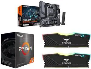 GIGABYTE B550M GAMING X WIFI6 AM4 Micro ATX Motherboard AMD Ryzen 5 5500 6-Core 3.6 GHz Socket AM4 65W CPU - Team T-Force Delta RGB 16GB (2 x 8GB) DDR4 3200 Desktop Memory Model TF3D416G3200HC16FDC01 GIGABYTE B550M GAMING X WIFI6 AM4 Micro ATX Motherboard AMD Ryzen 5 5500 6-Core 3.6 GHz Socket AM4 65W CPU - Team T-Force Delta RGB 16GB (2 x 8GB) DDR4 3200 Desktop Memory Model TF3D416G3200HC16FDC01