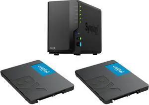 Synology 2-bay DiskStation DS225+ (Diskless) 2 x Crucial BX500 1TB 3D NAND SATA 2.5-Inch Internal SSD, up to 540 MB/s - CT1000BX500SSD1 Synology 2-bay DiskStation DS225+ (Diskless) 2 x Crucial BX500 1TB 3D NAND SATA 2.5-Inch Internal SSD, up to 540 MB/s - CT1000BX500SSD1
