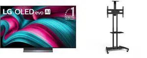 LG 55" OLED evo AI 4K C5 Smart TV w/Dolby Atmos, Vision, HDR10, AI Upscaling, Filmmaker Mode, Wow Orchestra, Alexa (OLED55C5PUA, 2025) + Kanto MTM70PL Mobile TV Mount, Black Steel, to 70", Keyboard Tray, Top Shelf LG 55" OLED evo AI 4K C5 Smart TV w/Dolby Atmos, Vision, HDR10, AI Upscaling, Filmmaker Mode, Wow Orchestra, Alexa (OLED55C5PUA, 2025) + Kanto MTM70PL Mobile TV Mount, Black Steel, to 70", Keyboard Tray, Top Shelf