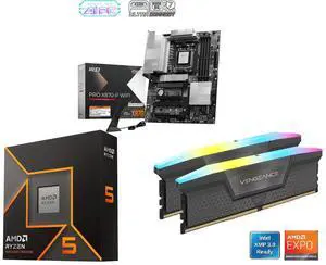 MSI PRO X870-P WIFI Motherboard, ATX, AMD Ryzen 9000/8000/7000, AM5, 60A SPS VRM, DDR5 8200+MT/s (OC), PCIe 5.0/4.0, M.2 Gen5, Wi-Fi 7, 5G LAN; AMD Ryzen 5 9600X 6-Core 3.9GHz, AM5, Radeon Graphics; CORSAIR Vengeance RGB 16GB DDR5 6000 MSI PRO X870-P WIFI Motherboard, ATX, AMD Ryzen 9000/8000/7000, AM5, 60A SPS VRM, DDR5 8200+MT/s (OC), PCIe 5.0/4.0, M.2 Gen5, Wi-Fi 7, 5G LAN; AMD Ryzen 5 9600X 6-Core 3.9GHz, AM5, Radeon Graphics; CORSAIR Vengeance RGB 16GB DDR5 6000