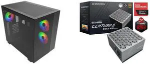 MONTECH KING 65 PRO ATX Mid Tower Gaming Case: Dual Chamber, High Airflow Mesh, RTX 40 Series, 3 ARGB Fans, Tool-Free, Tinted Glass. MONTECH CENTURY II 850W ATX Power Supply: 80 Plus Gold, Cybenetics Platinum MONTECH KING 65 PRO ATX Mid Tower Gaming Case: Dual Chamber, High Airflow Mesh, RTX 40 Series, 3 ARGB Fans, Tool-Free, Tinted Glass. MONTECH CENTURY II 850W ATX Power Supply: 80 Plus Gold, Cybenetics Platinum