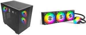 MONTECH KING 65 PRO ATX Mid Tower Gaming PC Case, Dual Chamber, High Airflow Mesh, Supports RTX 40, 3 ARGB Fans, Tool-Free, Tinted Glass - Black MONTECH HyperFlow ARGB 360 AIO CPU Cooler, Intel LGA 1851/1700, AMD AM5/AM4, 3100RPM Pump, 3 Me MONTECH KING 65 PRO ATX Mid Tower Gaming PC Case, Dual Chamber, High Airflow Mesh, Supports RTX 40, 3 ARGB Fans, Tool-Free, Tinted Glass - Black MONTECH HyperFlow ARGB 360 AIO CPU Cooler, Intel LGA 1851/1700, AMD AM5/AM4, 3100RPM Pump, 3 Me