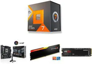 CPU Motherboard Memory SSD Combo - AMD Ryzen 7 7700X3D with ASUS TUF GAMING B850M-E WIFI and G.SKILL Flare X5 16GB 288-Pin PC RAM DDR5 6000 and SAMSUNG 990 PRO SSD 1TB PCIe 4.0 CPU Motherboard Memory SSD Combo - AMD Ryzen 7 7700X3D with ASUS TUF GAMING B850M-E WIFI and G.SKILL Flare X5 16GB 288-Pin PC RAM DDR5 6000 and SAMSUNG 990 PRO SSD 1TB PCIe 4.0