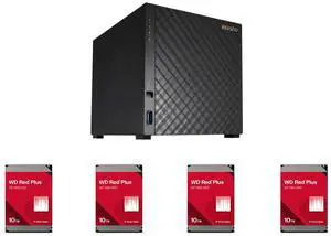 Asustor AS1204T Drivestor 4 Gen 2, 4 Bay NAS - Quad-Core 1.7GHz CPU, 2.5GbE Port, 1GB DDR4, 3x USB 3.2 Gen 1 Type-A, 90W Power Supply (Diskless) + 4 x WD Red Plus 10TB NAS HDD - 7200 RPM, SATA 6Gb/s, 512MB Cache, 3.5 Inch Asustor AS1204T Drivestor 4 Gen 2, 4 Bay NAS - Quad-Core 1.7GHz CPU, 2.5GbE Port, 1GB DDR4, 3x USB 3.2 Gen 1 Type-A, 90W Power Supply (Diskless) + 4 x WD Red Plus 10TB NAS HDD - 7200 RPM, SATA 6Gb/s, 512MB Cache, 3.5 Inch