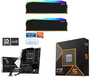 V-COLOR Manta XFinity RGB DDR5 32GB (16GBx2) 6000MHz RAM, MSI PRO B850-S WIFI6E ATX Motherboard, AMD Ryzen 5 9600X 6-Core 3.9 GHz CPU, AM5, DDR5, PCIe 4.0, M.2 Gen5, Wi-Fi 6E, 2.5G LAN, Radeon Graphics V-COLOR Manta XFinity RGB DDR5 32GB (16GBx2) 6000MHz RAM, MSI PRO B850-S WIFI6E ATX Motherboard, AMD Ryzen 5 9600X 6-Core 3.9 GHz CPU, AM5, DDR5, PCIe 4.0, M.2 Gen5, Wi-Fi 6E, 2.5G LAN, Radeon Graphics