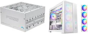 SAMA P1200W ATX 3.1 Power Supply, 1200W, Cybenetics Platinum, PCIE 5.1 Ready, Full Modular, Japanese Capacitor, FDB Fan, White. SAMA S50 ATX Mid Tower Case, 4 ARGB PWM Fans, High Airflow, USB 3.2 Gen2x2 Type-C, Supports ATX/MATX/ITX, 410mm SAMA P1200W ATX 3.1 Power Supply, 1200W, Cybenetics Platinum, PCIE 5.1 Ready, Full Modular, Japanese Capacitor, FDB Fan, White. SAMA S50 ATX Mid Tower Case, 4 ARGB PWM Fans, High Airflow, USB 3.2 Gen2x2 Type-C, Supports ATX/MATX/ITX, 410mm