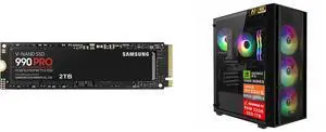 SAMSUNG 990 PRO 2TB SSD, PCIe Gen4 M.2 2280, Seq. Read Speeds Up-to 7,450MB/s for High End Computing, Gaming, and Heavy Duty Workstations (MZ-V9P2T0B/AM) Non-Heatsink and Hachiman PC Ronin Gaming PC, AMD Ryzen 5 9600X, NVIDIA GeForce RTX 5060 8GB, 32GB DDR5 6400MHz RGB, 1TB Gen4 NVMe SSD, Wi-Fi 6, Windows 11 Home, Desktop Computer SAMSUNG 990 PRO 2TB SSD, PCIe Gen4 M.2 2280, Seq. Read Speeds Up-to 7,450MB/s for High End Computing, Gaming, and Heavy Duty Workstations (MZ-V9P2T0B/AM) Non-Heatsink and Hachiman PC Ronin Gaming PC, AMD Ryzen 5 9600X, NVIDIA GeForce RTX 5060 8GB, 32GB DDR5 6400MHz RGB, 1TB Gen4 NVMe SSD, Wi-Fi 6, Windows 11 Home, Desktop Computer