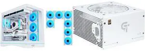 SAMA V62 Mid-Tower PC Case, 7x120mm Pre-Installed ARGB PWM Fans, 4mm Tempered Glass, USB 3.1 Type-C & USB 3.0 Ports, 7 Slots, Support ATX/MATX/ITX, Back-Connect Ready, White and SAMA GT750WH White 80 PLUS Gold Fully Modular ATX Power Supply - ATX 3.1 & PCIe 5.1 Compliant - Japanese Capacitors - FDB Fan with Auto Speed Control - 5 Year Warranty SAMA V62 Mid-Tower PC Case, 7x120mm Pre-Installed ARGB PWM Fans, 4mm Tempered Glass, USB 3.1 Type-C & USB 3.0 Ports, 7 Slots, Support ATX/MATX/ITX, Back-Connect Ready, White and SAMA GT750WH White 80 PLUS Gold Fully Modular ATX Power Supply - ATX 3.1 & PCIe 5.1 Compliant - Japanese Capacitors - FDB Fan with Auto Speed Control - 5 Year Warranty