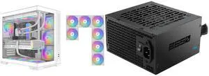SAMA V52 PC Case with 7 ARGB Fans and Hub, Full View Tempered Glass Mid Tower Gaming Case, Type-C, High Airflow, Supports ATX / Micro-ATX / Mini-ITX, Supports 420mm GPU & 360mm Radiator,White and SAMA B650 650W ATX 3.1 Power Supply, Cybenetics Bronze Certified, PCIe 5.1 Ready 12V-2x6 (450W), APFC LLC + DC-DC Design, 120mm Silent Fan, Non-Modular Gaming PC PSU SAMA V52 PC Case with 7 ARGB Fans and Hub, Full View Tempered Glass Mid Tower Gaming Case, Type-C, High Airflow, Supports ATX / Micro-ATX / Mini-ITX, Supports 420mm GPU & 360mm Radiator,White and SAMA B650 650W ATX 3.1 Power Supply, Cybenetics Bronze Certified, PCIe 5.1 Ready 12V-2x6 (450W), APFC LLC + DC-DC Design, 120mm Silent Fan, Non-Modular Gaming PC PSU