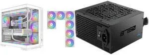 SAMA V52 PC Case with 7 ARGB Fans and Hub, Full View Tempered Glass Mid Tower Gaming Case, Type-C, High Airflow, Supports ATX / Micro-ATX / Mini-ITX, Supports 420mm GPU & 360mm Radiator,White and SAMA B750 750W ATX 3.1 Power Supply, Cybenetics Bronze Certified, PCIe 5.1 Ready 12V-2x6 (450W), APFC LLC + DC-DC Design, 120mm Silent Fan, Non-Modular Gaming PC PSU SAMA V52 PC Case with 7 ARGB Fans and Hub, Full View Tempered Glass Mid Tower Gaming Case, Type-C, High Airflow, Supports ATX / Micro-ATX / Mini-ITX, Supports 420mm GPU & 360mm Radiator,White and SAMA B750 750W ATX 3.1 Power Supply, Cybenetics Bronze Certified, PCIe 5.1 Ready 12V-2x6 (450W), APFC LLC + DC-DC Design, 120mm Silent Fan, Non-Modular Gaming PC PSU