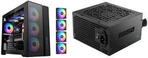 SAMA S50 ATX Mid Tower Case with 4 ARGB PWM Fans&Hub,PPLP A+ High Airflow Dual-Chamber Gaming Case,USB 3.2 Gen2x2 Type-C,Supports ATX/MATX/ITX Back-Connect Motherboard,410mm GPU&360mm Radiator,Black and SAMA B650 650W ATX 3.1 Power Supply, Cybenetics Bronze Certified, PCIe 5.1 Ready 12V-2x6 (450W), APFC LLC + DC-DC Design, 120mm Silent Fan, Non-Modular Gaming PC PSU SAMA S50 ATX Mid Tower Case with 4 ARGB PWM Fans&Hub,PPLP A+ High Airflow Dual-Chamber Gaming Case,USB 3.2 Gen2x2 Type-C,Supports ATX/MATX/ITX Back-Connect Motherboard,410mm GPU&360mm Radiator,Black and SAMA B650 650W ATX 3.1 Power Supply, Cybenetics Bronze Certified, PCIe 5.1 Ready 12V-2x6 (450W), APFC LLC + DC-DC Design, 120mm Silent Fan, Non-Modular Gaming PC PSU