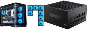 SAMA V62 Mid-Tower PC Case, 7x120mm Pre-Installed ARGB PWM Fans, 4mm Tempered Glass, USB 3.1 Type-C & USB 3.0 Ports, 7 Slots, Support ATX/MATX/ITX, Back-Connect Ready, Black and SAMA G850W ATX 3.1 Power Supply, 850W, Cybenetics Gold Standards, PCIe 5.1 Ready, Full Modular, Japanese Capacitors, FDB Fan, Black Version SAMA V62 Mid-Tower PC Case, 7x120mm Pre-Installed ARGB PWM Fans, 4mm Tempered Glass, USB 3.1 Type-C & USB 3.0 Ports, 7 Slots, Support ATX/MATX/ITX, Back-Connect Ready, Black and SAMA G850W ATX 3.1 Power Supply, 850W, Cybenetics Gold Standards, PCIe 5.1 Ready, Full Modular, Japanese Capacitors, FDB Fan, Black Version