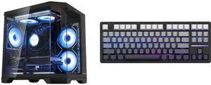 Hoengager Gaming PC AMD Ryzen 5 9600X 6-Core 3.9GHz, RTX 5060 8GB, 32GB DDR5 RAM 6000MHz,1TB PCIe SSD, WIFI&Bluetooth Prebuilt PC 850W PSU,240 AIO Liquid cooler, Windows 11 Desktop and Hoengager Forerunner X87, 87 keys Mechanical Gaming Keyboard, 2.4 GHz / Bluetooth / Wired Connectivity, Side Carving PBT Keycaps, Key Switches with Customized Sound, 10000 mAh built-in Battery Hoengager Gaming PC AMD Ryzen 5 9600X 6-Core 3.9GHz, RTX 5060 8GB, 32GB DDR5 RAM 6000MHz,1TB PCIe SSD, WIFI&Bluetooth Prebuilt PC 850W PSU,240 AIO Liquid cooler, Windows 11 Desktop and Hoengager Forerunner X87, 87 keys Mechanical Gaming Keyboard, 2.4 GHz / Bluetooth / Wired Connectivity, Side Carving PBT Keycaps, Key Switches with Customized Sound, 10000 mAh built-in Battery