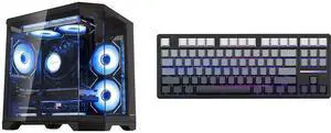 Hoengager Gaming PC AMD Ryzen 7 9700X 8-Core 3.8 GHz , RTX 5060 8GB, 32GB DDR5 RAM 6000MHz,1TB PCIe SSD, WIFI&Bluetooth Prebuilt PC 850W PSU,240 AIO Liquid cooler, Windows 11 Desktop and Hoengager Forerunner X87, 87 keys Mechanical Gaming Keyboard, 2.4 GHz / Bluetooth / Wired Connectivity, Side Carving PBT Keycaps, Key Switches with Customized Sound, 10000 mAh built-in Battery Hoengager Gaming PC AMD Ryzen 7 9700X 8-Core 3.8 GHz , RTX 5060 8GB, 32GB DDR5 RAM 6000MHz,1TB PCIe SSD, WIFI&Bluetooth Prebuilt PC 850W PSU,240 AIO Liquid cooler, Windows 11 Desktop and Hoengager Forerunner X87, 87 keys Mechanical Gaming Keyboard, 2.4 GHz / Bluetooth / Wired Connectivity, Side Carving PBT Keycaps, Key Switches with Customized Sound, 10000 mAh built-in Battery