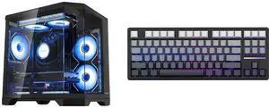 Hoengager RTX 5070 12GB Gaming PC Desktop - AMD Ryzen 7 9700X 8-Core 3.8 GHz, 16GB DDR5 6000MHZ RAM, 1TB PCIe +1TB SATA SSD, WiFi+ BT,850W PSU,240 AIO Liquid cooler, Windows 11 -RGB Prebuilt Computer and Hoengager Forerunner X87, 87 keys Mechanical Gaming Keyboard, 2.4 GHz / Bluetooth / Wired Connectivity, Side Carving PBT Keycaps, Key Switches with Customized Sound, 10000 mAh built-in Battery Hoengager RTX 5070 12GB Gaming PC Desktop - AMD Ryzen 7 9700X 8-Core 3.8 GHz, 16GB DDR5 6000MHZ RAM, 1TB PCIe +1TB SATA SSD, WiFi+ BT,850W PSU,240 AIO Liquid cooler, Windows 11 -RGB Prebuilt Computer and Hoengager Forerunner X87, 87 keys Mechanical Gaming Keyboard, 2.4 GHz / Bluetooth / Wired Connectivity, Side Carving PBT Keycaps, Key Switches with Customized Sound, 10000 mAh built-in Battery