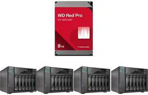 WD Red Pro 8TB 7200 RPM 256MB Cache SATA 6.0Gb/s 3.5" Internal Hard Drive Bare Drive - WD8005FFBX 4 x Asustor Lockerstor 6 Gen 2 AS6706T 6 Bay NAS, Quad-Core 2.0GHz, Dual 2.5GbE Ports, 8GB RAM DDR4, Four M.2 SSD Slots (Diskless) WD Red Pro 8TB 7200 RPM 256MB Cache SATA 6.0Gb/s 3.5" Internal Hard Drive Bare Drive - WD8005FFBX 4 x Asustor Lockerstor 6 Gen 2 AS6706T 6 Bay NAS, Quad-Core 2.0GHz, Dual 2.5GbE Ports, 8GB RAM DDR4, Four M.2 SSD Slots (Diskless)