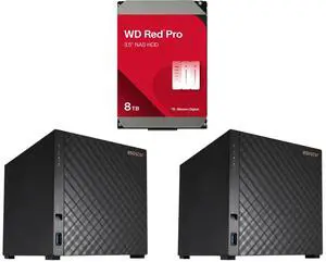 WD Red Pro 8TB 7200 RPM 256MB Cache SATA 6.0Gb/s 3.5" Internal Hard Drive - WD8005FFBX, 2 x Asustor AS1204T Drivestor 4 Gen 2, 4 Bay NAS, Quad-Core 1.7GHz CPU, 2.5GbE Port, 1GB DDR4, 3x USB 3.2 Gen 1, 2.5 Gigabit Ethernet, 90W Power Supply WD Red Pro 8TB 7200 RPM 256MB Cache SATA 6.0Gb/s 3.5" Internal Hard Drive - WD8005FFBX, 2 x Asustor AS1204T Drivestor 4 Gen 2, 4 Bay NAS, Quad-Core 1.7GHz CPU, 2.5GbE Port, 1GB DDR4, 3x USB 3.2 Gen 1, 2.5 Gigabit Ethernet, 90W Power Supply