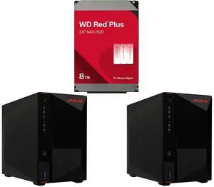 WD Red Plus 8TB 5640 RPM 256MB Cache SATA 6.0Gb/s 3.5" Hard Drives -WD80EFPX 2 x Asustor Nimbustor 2 Gen2 AS5402T 2 Bay NAS, Quad-Core 2.0GHz CPU, Dual 2.5GbE Ports, 4GB DDR4, Four M.2 SSD Slots (Diskless) WD Red Plus 8TB 5640 RPM 256MB Cache SATA 6.0Gb/s 3.5" Hard Drives -WD80EFPX 2 x Asustor Nimbustor 2 Gen2 AS5402T 2 Bay NAS, Quad-Core 2.0GHz CPU, Dual 2.5GbE Ports, 4GB DDR4, Four M.2 SSD Slots (Diskless)