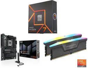 AMD Ryzen 7 7700X 8-Core 4.5GHz, ASUS TUF GAMING X870E-PLUS WIFI7 ATX Motherboard, DDR5, PCIe 5.0, WiFi 7, CORSAIR Vengeance 64GB DDR5 5600 RAM AMD Ryzen 7 7700X 8-Core 4.5GHz, ASUS TUF GAMING X870E-PLUS WIFI7 ATX Motherboard, DDR5, PCIe 5.0, WiFi 7, CORSAIR Vengeance 64GB DDR5 5600 RAM