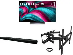 LG 55" OLED evo AI 4K C5 Smart TV w/Dolby Atmos, Vision, HDR10, AI Upscaling, Filmmaker Mode, Alexa (OLED55C5PUA, 2025) Yamaha SR-B20A Sound Bar w/Subwoofers, Bluetooth Megamounts Full Motion TV Wall Mount for 32-70" TVs, Max VESA 600x400mm LG 55" OLED evo AI 4K C5 Smart TV w/Dolby Atmos, Vision, HDR10, AI Upscaling, Filmmaker Mode, Alexa (OLED55C5PUA, 2025) Yamaha SR-B20A Sound Bar w/Subwoofers, Bluetooth Megamounts Full Motion TV Wall Mount for 32-70" TVs, Max VESA 600x400mm
