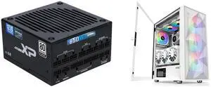 SAMA XP 850w ATX Power Supply PSU For Gaming Computer PC Power Supply Unit - 80 Plus Platinum Gold - ATX 3.0 & PCIe 5.0 Compliant - Fully Modular - Low Noise FDB ECO Silent Fan Japanese Capacitors and SAMA 3509 White Mid Tower Gaming PC Case with Door Open Tempered Glass, 4 Pre-installed RGB Airflow Cooling Fans SAMA XP 850w ATX Power Supply PSU For Gaming Computer PC Power Supply Unit - 80 Plus Platinum Gold - ATX 3.0 & PCIe 5.0 Compliant - Fully Modular - Low Noise FDB ECO Silent Fan Japanese Capacitors and SAMA 3509 White Mid Tower Gaming PC Case with Door Open Tempered Glass, 4 Pre-installed RGB Airflow Cooling Fans