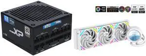 SAMA XP 850w ATX Power Supply PSU For Gaming Computer PC Power Supply Unit - 80 Plus Platinum Gold - ATX 3.0 & PCIe 5.0 Compliant - Fully Modular - Low Noise FDB ECO Silent Fan Japanese Capacitors and SAMA Q60 White CPU Liquid Cooler, 360MM Liquid Water Cooling with 2.8" LCD Display & XT120 Modular Fans LCP Blade for Enhanced Cooling and Noise Reduction, Compatible 115X, 2011, 1200, 1700, AM4, AM5 SAMA XP 850w ATX Power Supply PSU For Gaming Computer PC Power Supply Unit - 80 Plus Platinum Gold - ATX 3.0 & PCIe 5.0 Compliant - Fully Modular - Low Noise FDB ECO Silent Fan Japanese Capacitors and SAMA Q60 White CPU Liquid Cooler, 360MM Liquid Water Cooling with 2.8" LCD Display & XT120 Modular Fans LCP Blade for Enhanced Cooling and Noise Reduction, Compatible 115X, 2011, 1200, 1700, AM4, AM5