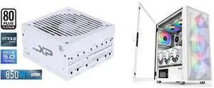 SAMA XP 850w ATX Power Supply PSU For Gaming Computer PC Power Supply Unit White - 80 Plus Platinum Gold - ATX 3.0 & PCIe 5.0 Compliant - Fully Modular - Low Noise Intelligent ECO Silent Fan and SAMA 3509 White Mid Tower Gaming PC Case with Door Open Tempered Glass, 4 Pre-installed RGB Airflow Cooling Fans SAMA XP 850w ATX Power Supply PSU For Gaming Computer PC Power Supply Unit White - 80 Plus Platinum Gold - ATX 3.0 & PCIe 5.0 Compliant - Fully Modular - Low Noise Intelligent ECO Silent Fan and SAMA 3509 White Mid Tower Gaming PC Case with Door Open Tempered Glass, 4 Pre-installed RGB Airflow Cooling Fans