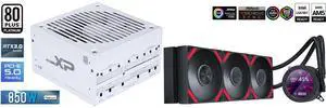 SAMA XP 850w ATX Power Supply PSU For Gaming Computer PC Power Supply Unit White - 80 Plus Platinum Gold - ATX 3.0 & PCIe 5.0 Compliant - Fully Modular - Low Noise Intelligent ECO Silent Fan and SAMA Q70 Black CPU Liquid Cooler, 360MM Liquid Water AIO CPU Cooler with 2.8" LCD Display, Magnetic Detachable, XT120 Modular Fans LCP Blade, Bonus Stands, 115X, 2011, 1200, 1700, AM4, AM5 AIO Cooler SAMA XP 850w ATX Power Supply PSU For Gaming Computer PC Power Supply Unit White - 80 Plus Platinum Gold - ATX 3.0 & PCIe 5.0 Compliant - Fully Modular - Low Noise Intelligent ECO Silent Fan and SAMA Q70 Black CPU Liquid Cooler, 360MM Liquid Water AIO CPU Cooler with 2.8" LCD Display, Magnetic Detachable, XT120 Modular Fans LCP Blade, Bonus Stands, 115X, 2011, 1200, 1700, AM4, AM5 AIO Cooler